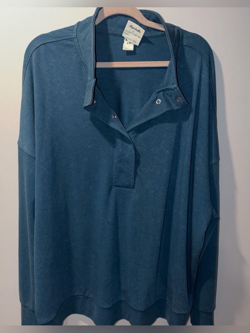 New Henley Woman’s Pullover Top  3x Deap Teal Snap Front